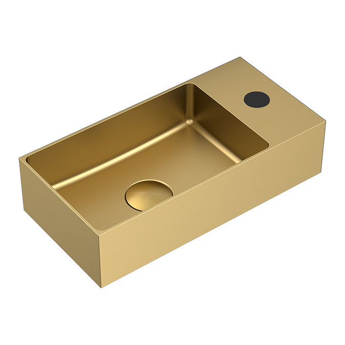 Arezzo Wall Hung Cloakroom Basin (365 x 180mm) Brushed Brass with Waste