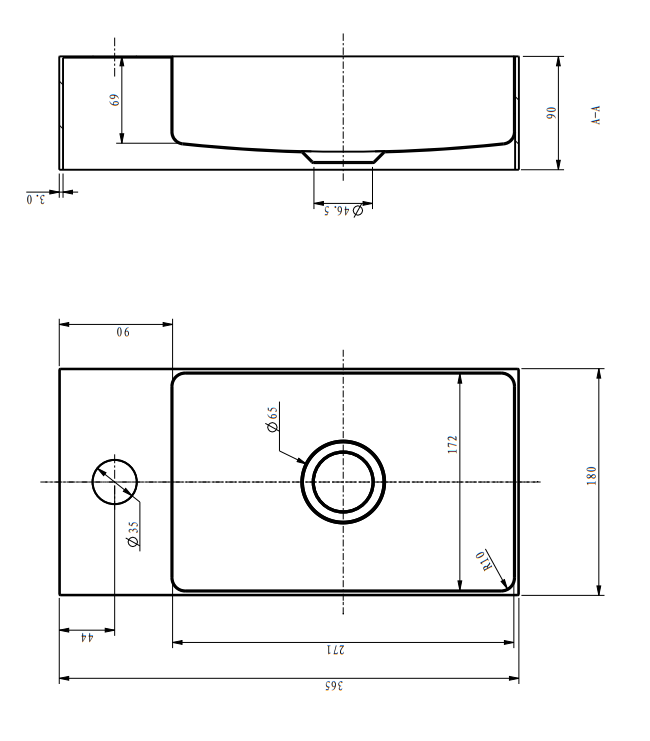 Arezzo Wall Hung Cloakroom Basin (365 x 180mm) Brushed Gunmetal with Waste