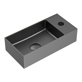 Arezzo Wall Hung Cloakroom Basin (365 x 180mm) Brushed Gunmetal with Waste