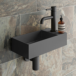 Arezzo Wall Hung Cloakroom Basin (365 x 180mm) Brushed Gunmetal with Waste