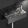 Arezzo Wall Hung Cloakroom Basin (365 x 180mm) Brushed Steel with Waste