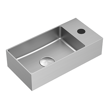 Arezzo Wall Hung Cloakroom Basin (365 x 180mm) Brushed Steel with Waste 