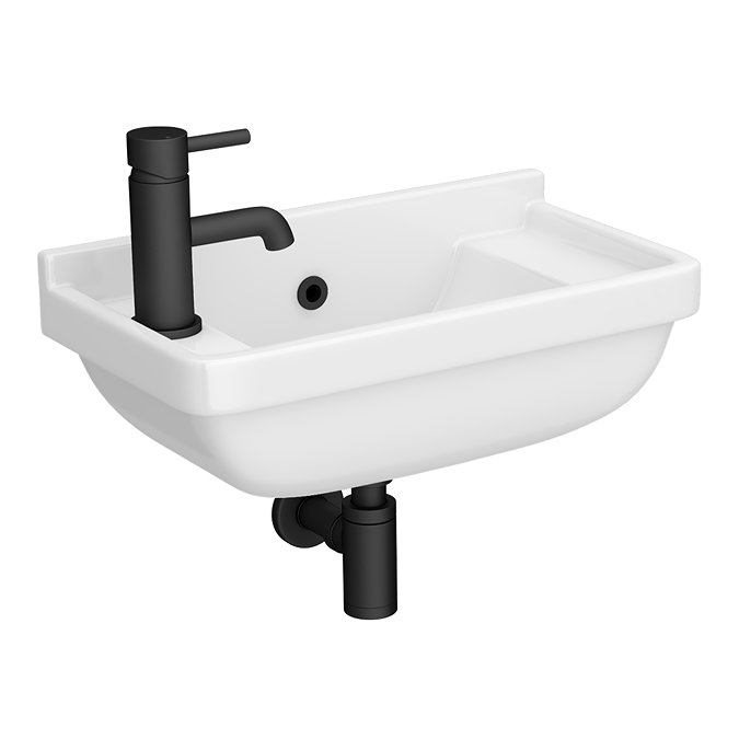 Arezzo Wall Hung Compact Cloakroom Basin 1TH - 505 x 270mm  Feature Large Image