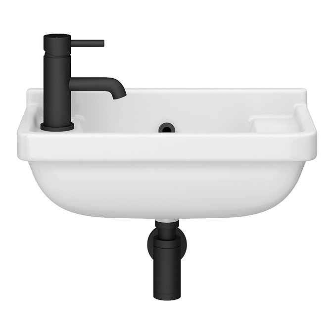 Arezzo Wall-Hung Compact Cloakroom Basin 1TH - 505 x 270mm - Gloss White