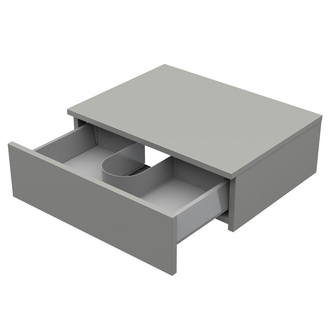 Arezzo Wall Hung Countertop Basin Shelf with Drawer - Matt Grey - 600 x 450mm  Profile Large Image