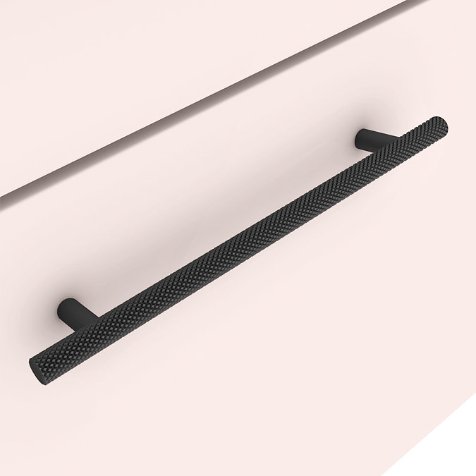 Arezzo Wall Hung Countertop Basin Unit - Pink with Industrial Style Black Handle - 600mm inc. Black Basin Profile Large Image