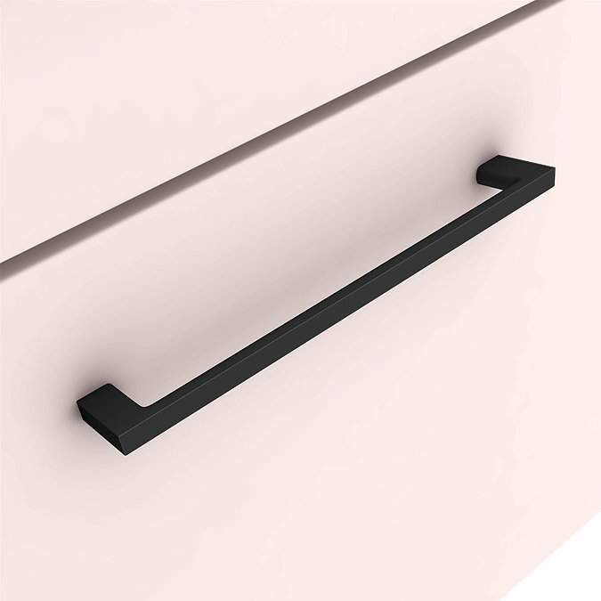 Arezzo Wall Hung Countertop Basin Unit - Pink with Matt Black Handle - 600mm inc. Black Basin  Profile Large Image