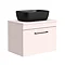 Arezzo Wall Hung Countertop Basin Unit - Pink with Matt Black Handle - 600mm inc. Black Basin Large