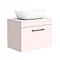 Arezzo Wall Hung Countertop Basin Unit - Pink with Matt Black Handle - 600mm inc. White Basin Large 