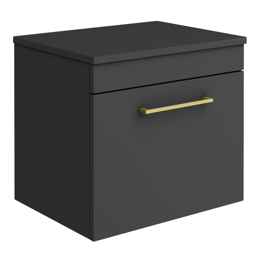 Arezzo Wall Hung Countertop Vanity Unit Matt Black 500mm with