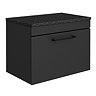 Arezzo Wall Hung Countertop Vanity Unit - Matt Black - 600mm with Black Worktop & Matt Black Handle