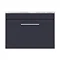 Arezzo Wall Hung Countertop Vanity Unit - Matt Blue - 600mm with Grey Worktop & Chrome Handle In Ba