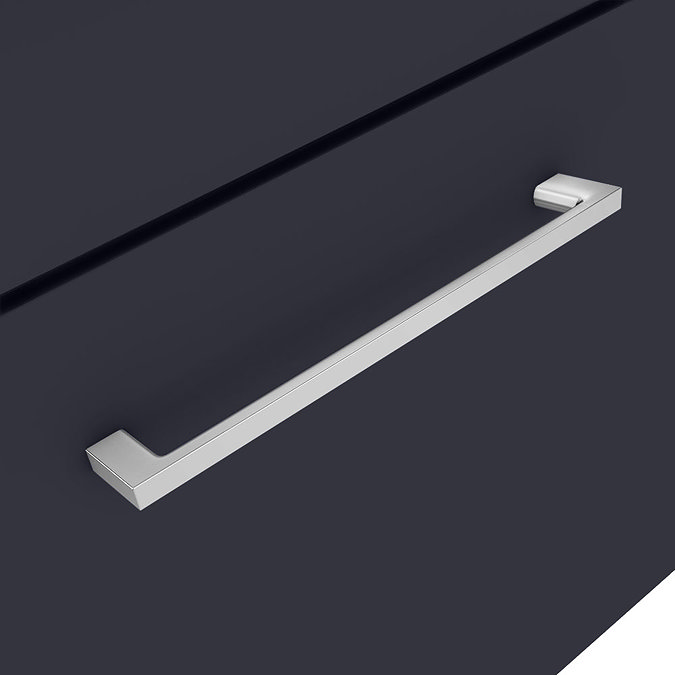 Arezzo Wall Hung Countertop Vanity Unit - Matt Blue - 600mm with Grey Worktop & Chrome Handle Profi