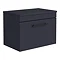 Arezzo Wall Hung Countertop Vanity Unit - Matt Blue - 600mm with Industrial Style Black HandleArezzo