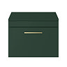Arezzo Wall Hung Countertop Vanity Unit - Matt Dark Green - 600mm with Brushed Brass Handle