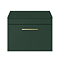 Arezzo Wall Hung Countertop Vanity Unit - Matt Dark Green - 600mm with Brushed Brass Handle