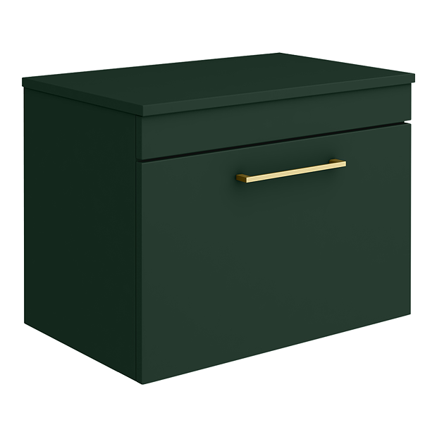 Arezzo Wall Hung Countertop Vanity Unit - Matt Dark Green - 600mm with ...