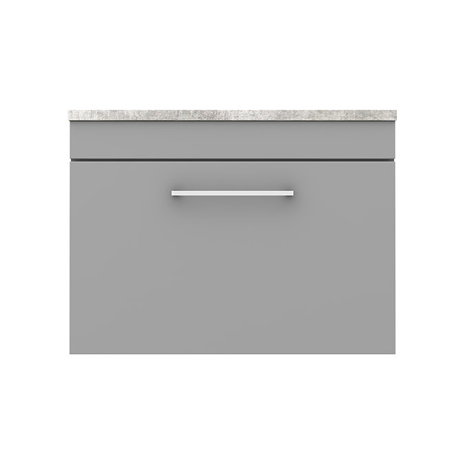 Arezzo Wall Hung Countertop Vanity Unit - Matt Grey - 600mm with Bellato Grey Worktop & Chrome Handl