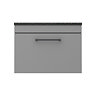 Arezzo Wall Hung Countertop Vanity Unit - Matt Grey - 600mm with Black Worktop & Matt Black Handle  Newest Large Image