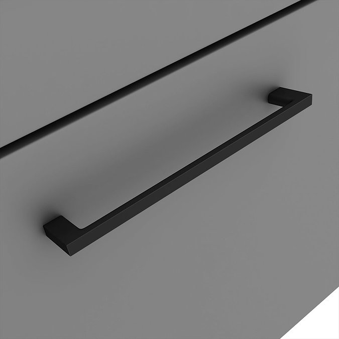 Arezzo Wall Hung Countertop Vanity Unit - Matt Grey - 600mm with Black Worktop & Matt Black Handle  