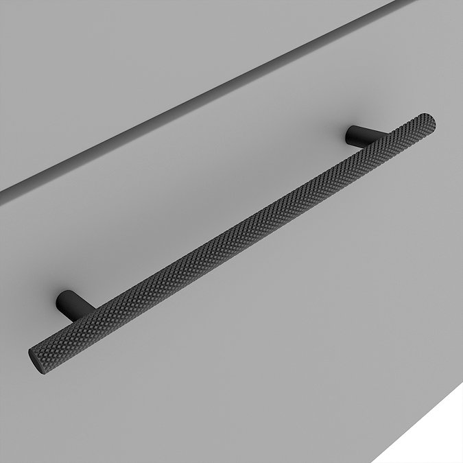 Arezzo Wall Hung Countertop Vanity Unit - Matt Grey - 600mm with Industrial Style Black Handle Prof