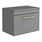 Arezzo Wall Hung Countertop Vanity Unit - Matt Grey - 600mm with Industrial Style Brushed Brass Hand