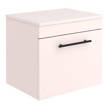 Arezzo Wall Hung Countertop Vanity Unit - Matt Pink - 500mm with Industrial Style Black Handle  Prof