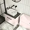 Arezzo Wall Hung Countertop Vanity Unit - Matt Pink - 600mm with Black Worktop & Matt Black Handle