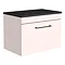 Arezzo Wall Hung Countertop Vanity Unit - Matt Pink - 600mm with Black Worktop & Matt Black Handle L