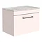 Arezzo Wall Hung Countertop Vanity Unit - Matt Pink - 600mm with Grey Worktop & Matt Black Handle La