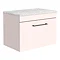 Arezzo Wall Hung Countertop Vanity Unit - Matt Pink - 600mm with White Worktop & Matt Black Handle L