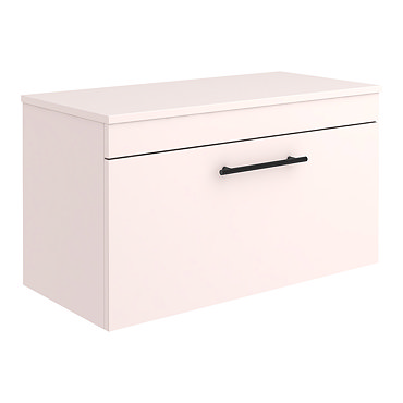 Arezzo Wall Hung Countertop Vanity Unit - Matt Pink - 800mm with Industrial Style Black Handle  Profile Large Image