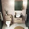 Arezzo Wall Hung Countertop Vanity Unit - Rustic Oak - 600mm with Black Worktop & Matt Black Handle  In Bathroom Large Image