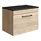 Arezzo Wall Hung Countertop Vanity Unit - Rustic Oak - 600mm with Black Worktop & Matt Black Handle