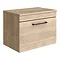 Arezzo Wall Hung Countertop Vanity Unit - Rustic Oak - 600mm with Worktop & Matt Black Handle Large 