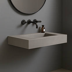 Arezzo Wall Hung Sintered Stone Basin 800 x 460mm - Grey Marble