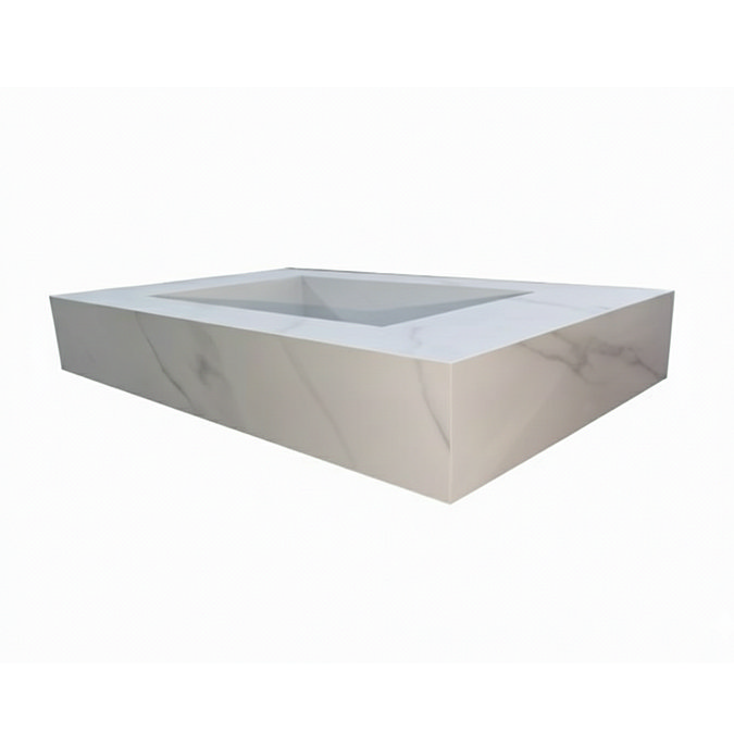 Arezzo Wall Hung Sintered Stone Basin 800 x 460mm - White Marble