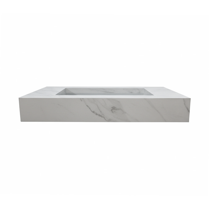 Arezzo Wall Hung Sintered Stone Basin 800 x 460mm - White Marble