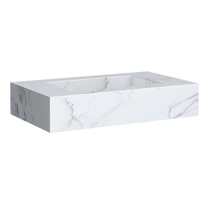 Arezzo Wall Hung Sintered Stone Basin 800 x 460mm - White Marble