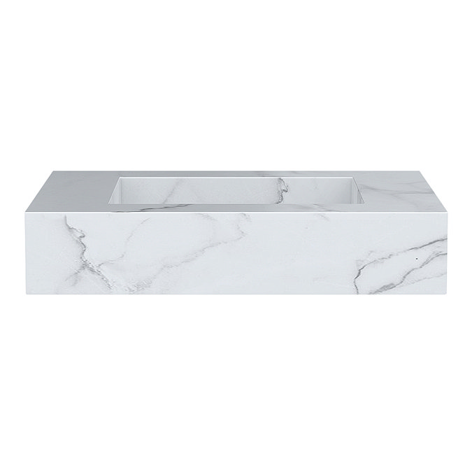 Arezzo Wall Hung Sintered Stone Basin 800 x 460mm - White Marble