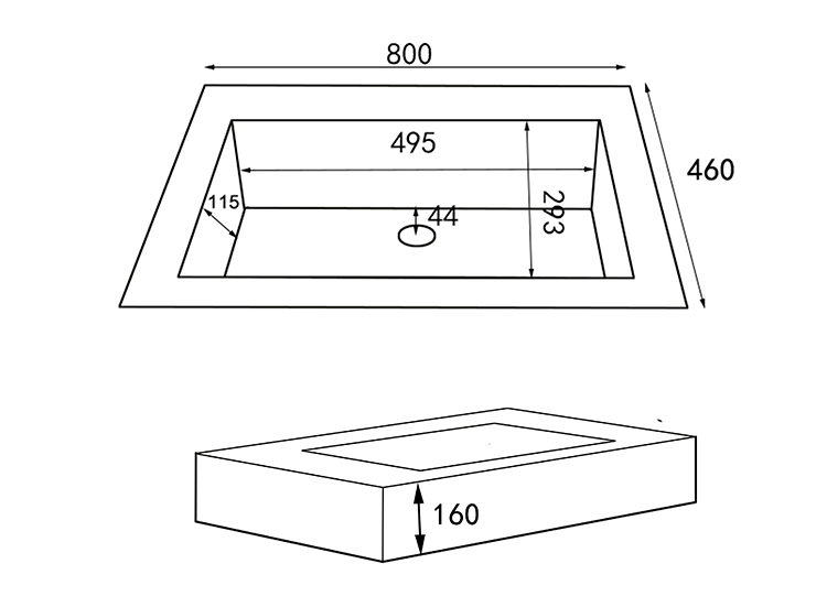 Arezzo Wall Hung Sintered Stone Basin 800 x 460mm - White Marble
