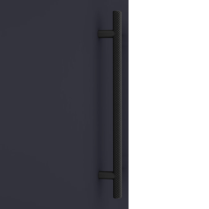 Arezzo Wall Hung Tall Storage Cabinet - Matt Blue - with Industrial Style Black Handle  Profile Larg