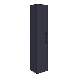 Arezzo Wall Hung Tall Storage Cabinet - Matt Blue - with Industrial Style Black Handle Large Image