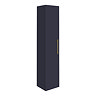 Arezzo Wall Hung Tall Storage Cabinet - Matt Blue - with Industrial Style Brushed Brass Handle Large