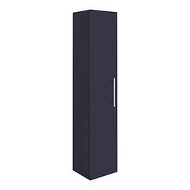 Arezzo Wall Hung Tall Storage Cabinet - Matt Blue - with Industrial Style Chrome Handle Medium Image