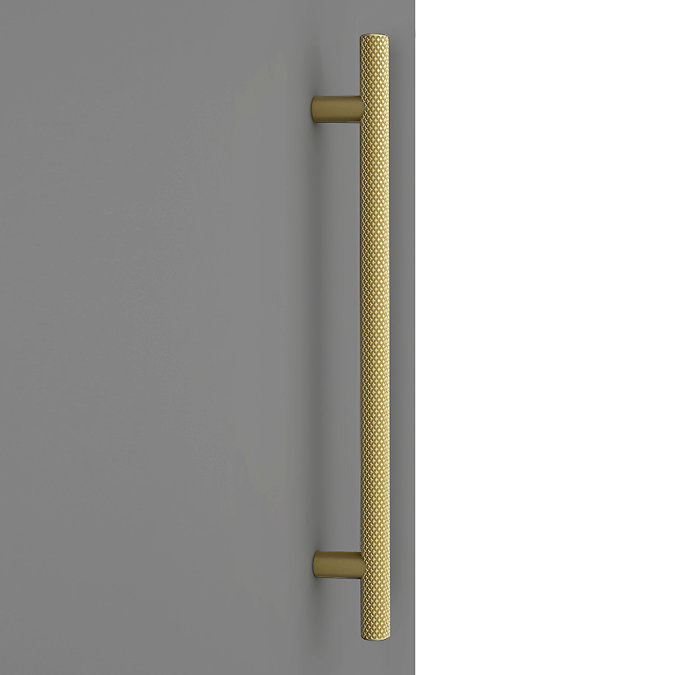 Arezzo Wall Hung Tall Storage Cabinet - Matt Grey - with Industrial Style Brushed Brass Handle  Prof