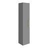 Arezzo Wall Hung Tall Storage Cabinet - Matt Grey - with Industrial Style Brushed Brass Handle Large