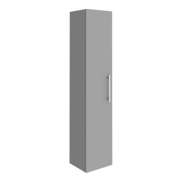 Arezzo Wall Hung Tall Storage Cabinet - Matt Grey - with Industrial Style Chrome Handle  Profile Lar