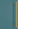 Arezzo Wall Hung Tall Storage Cabinet - Matt Teal Green - with Brushed Brass Chrome Handle  Profile 