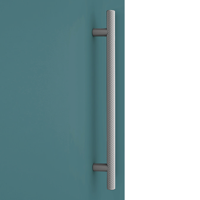 Arezzo Wall Hung Tall Storage Cabinet - Matt Teal Green - with Industrial Style Chrome Handle Profile Large Image